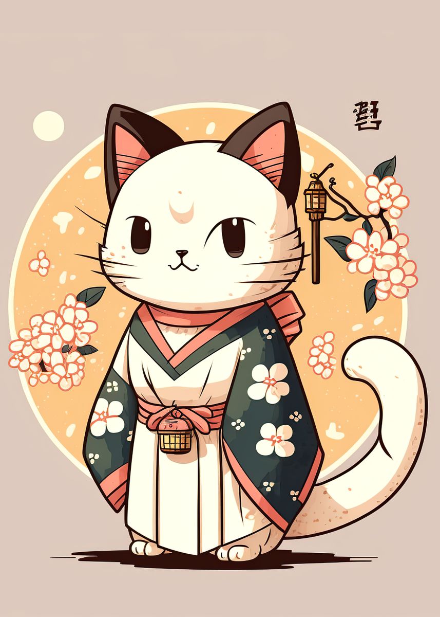 'Cat japanese ' Poster by Rida Santos | Displate