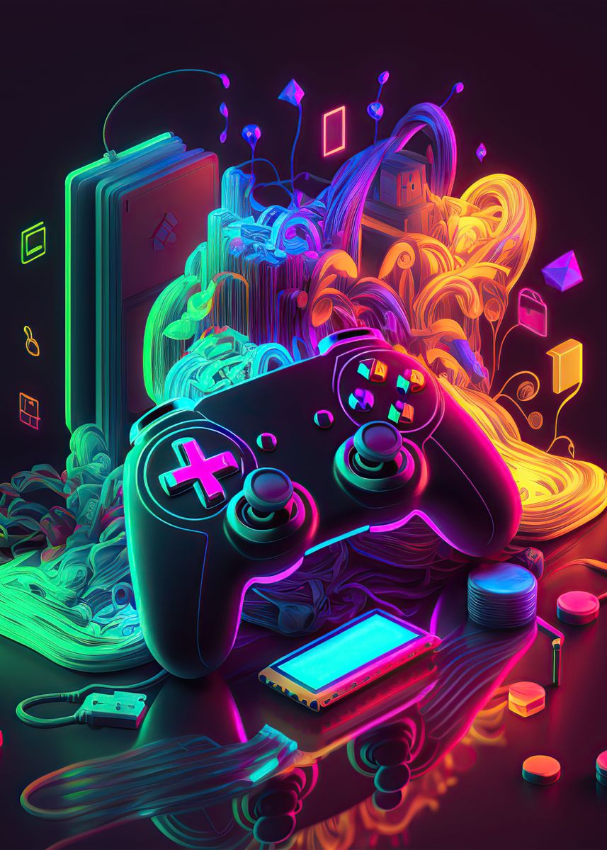  6 Video Game Poster - Printed Neon Gaming Posters