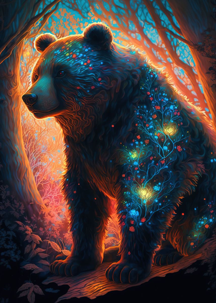 'bear galaxy' Poster, picture, metal print, paint by Silhouette Anime ...