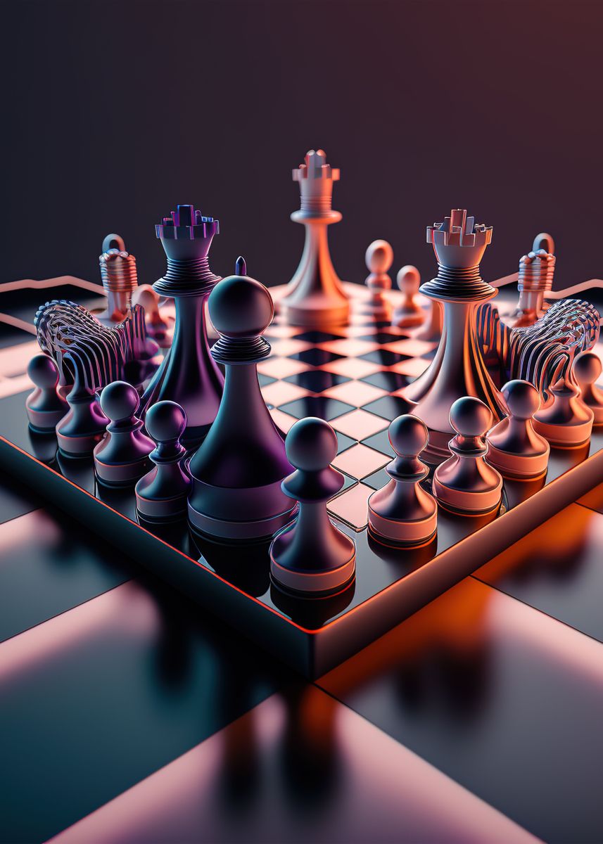 Chess Game Neon iPhone Wallpaper 4K - Wallpapers Download 2024