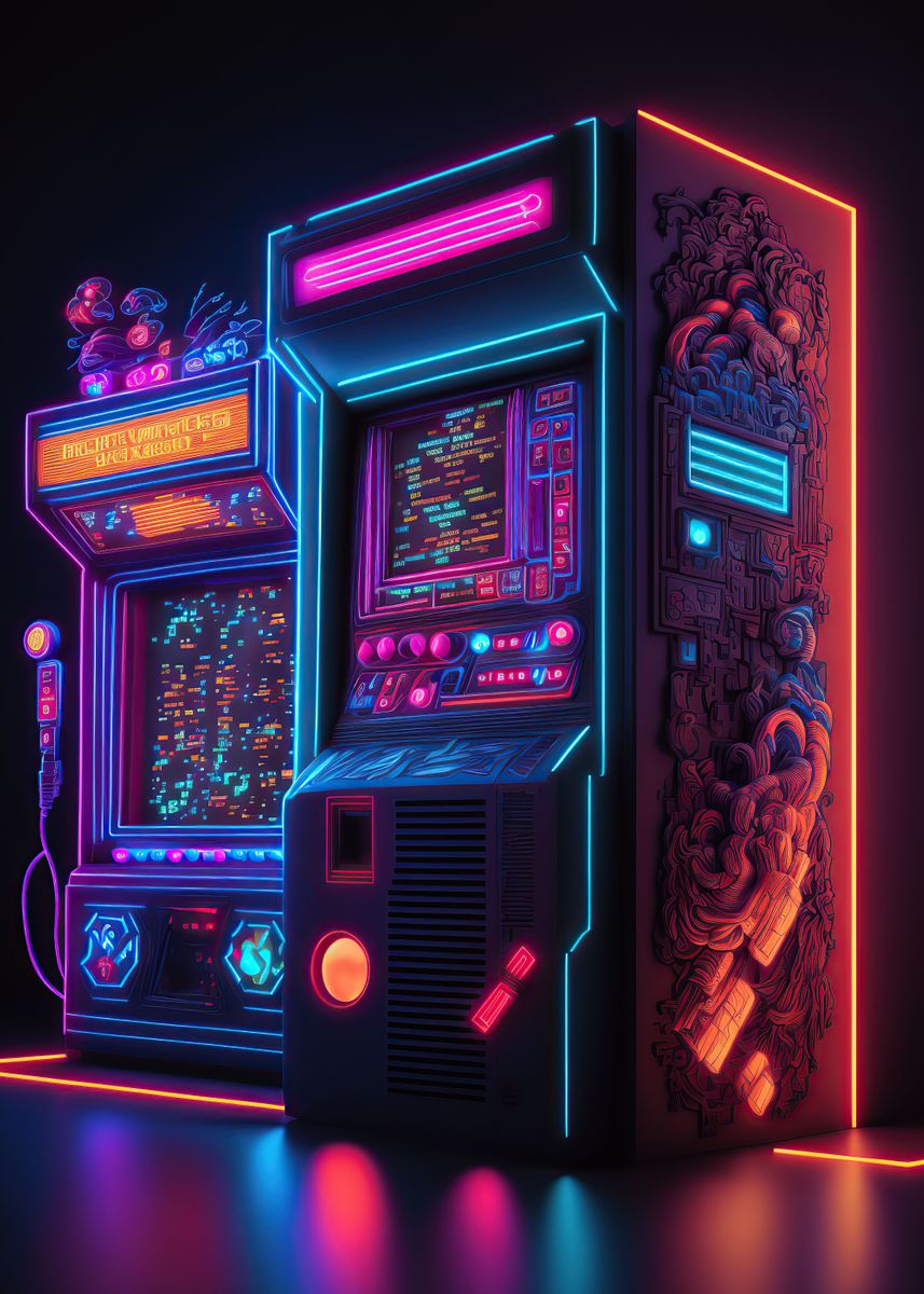 'Neon game' Poster, picture, metal print, paint by Anime Poster | Displate