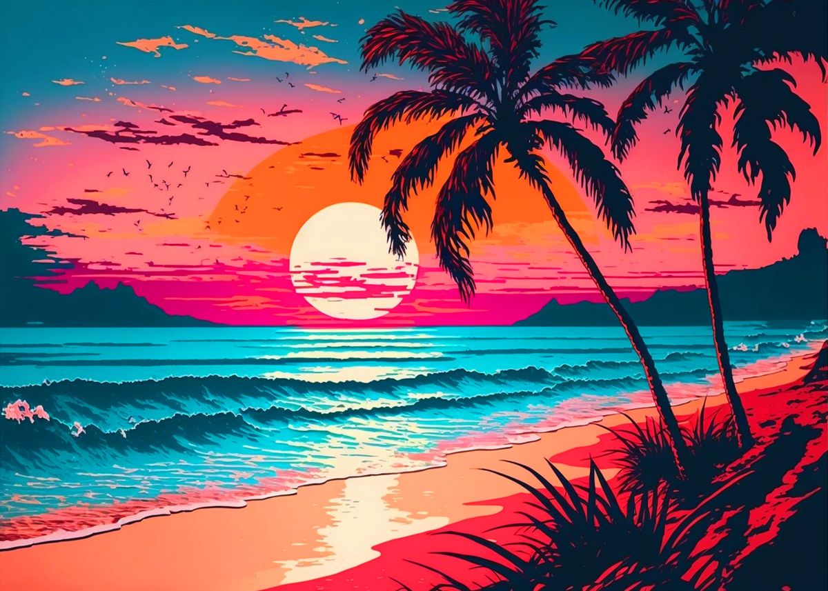 'Sunset at the Sea Beach' Poster by Max Ronn | Displate