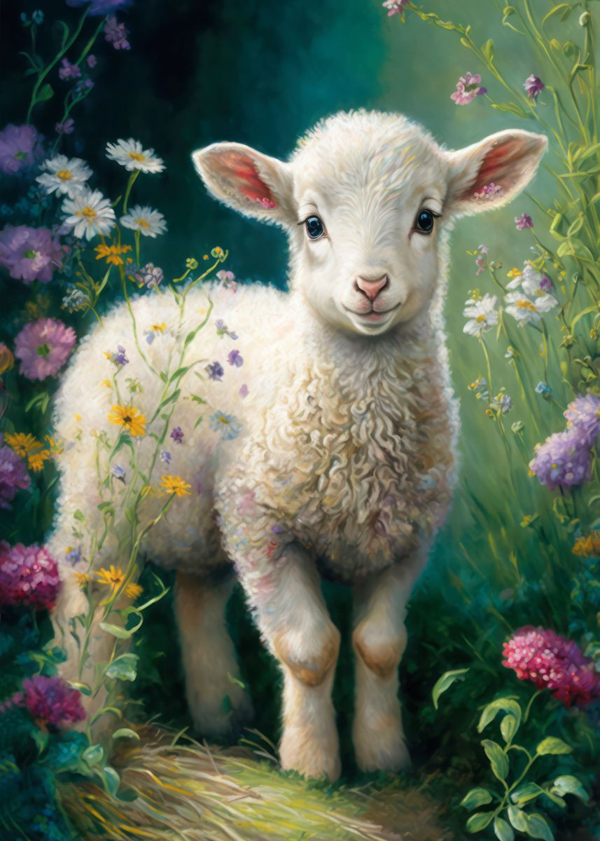 'Innocent little lamb' Poster, picture, metal print, paint by Dolphins ...