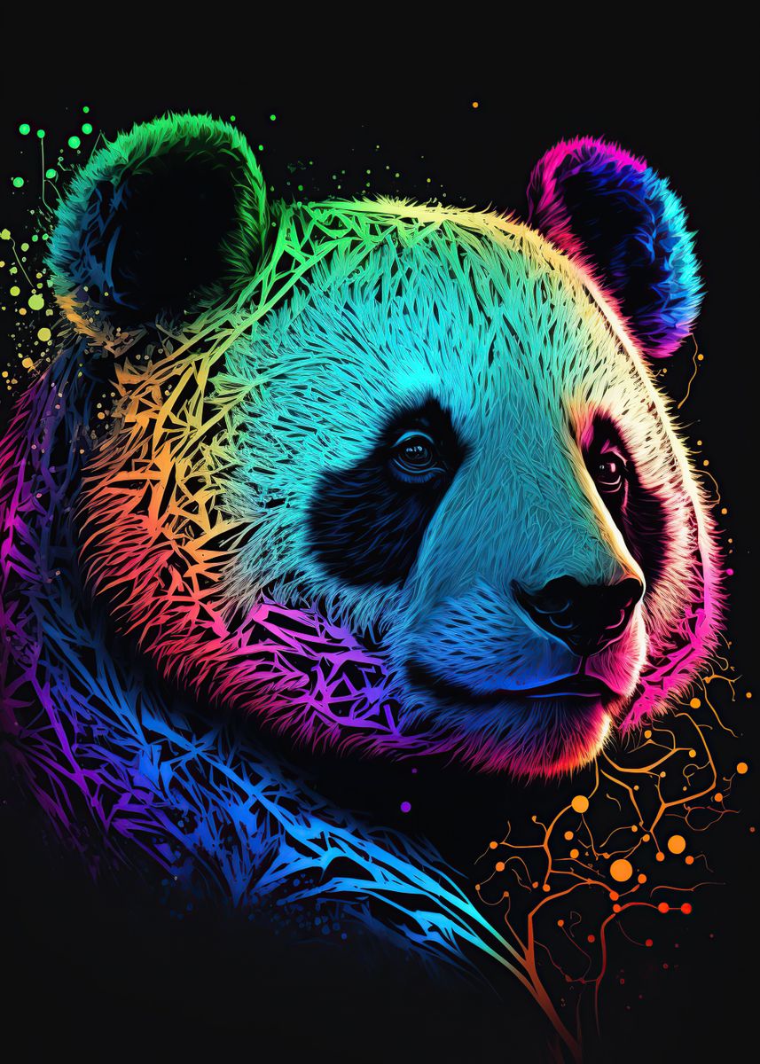 'Panda neon' Poster by Sohail Rees | Displate