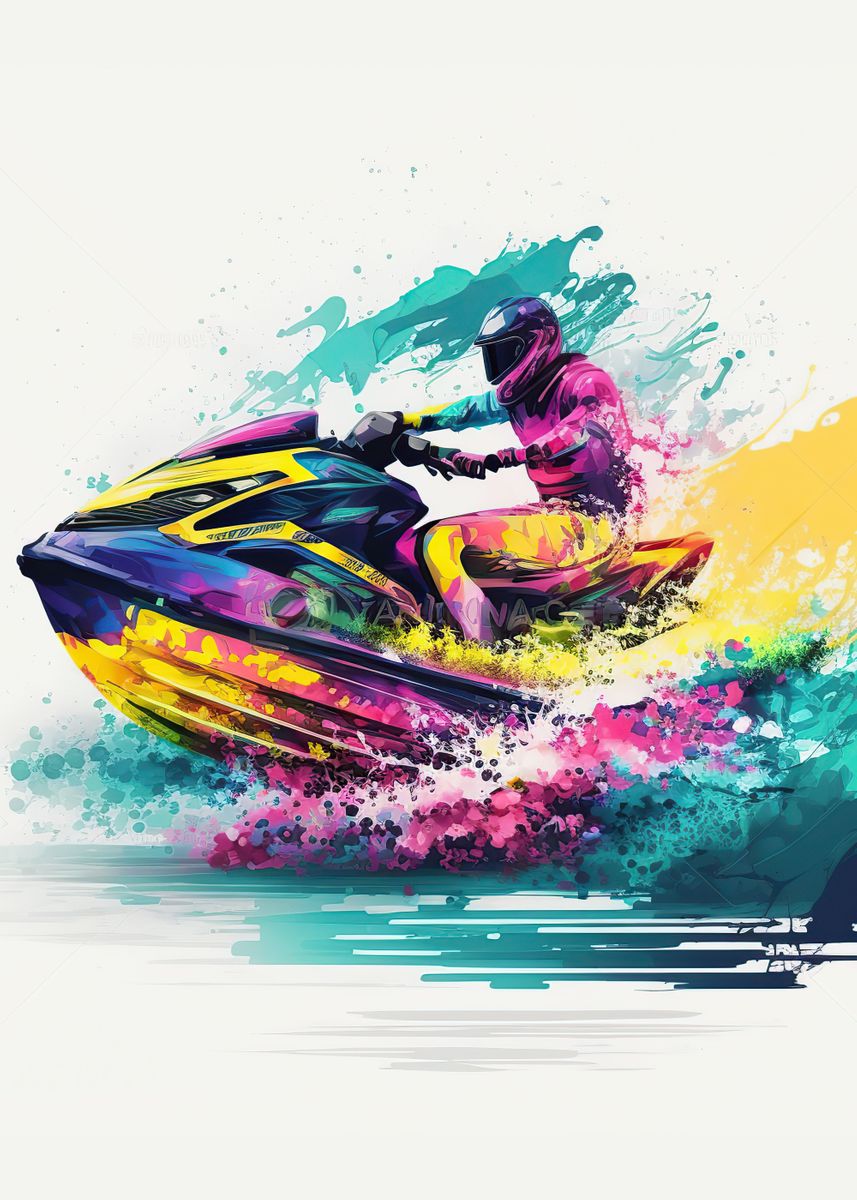 'Jetski ' Poster, picture, metal print, paint by Childs Space Displate