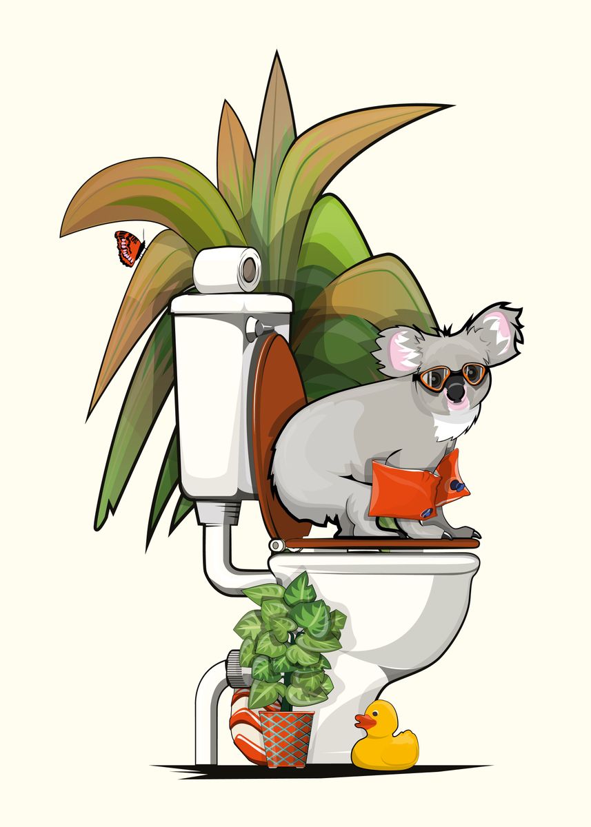'Koala Bear using Toilet' Poster by InTheWashroom Displate