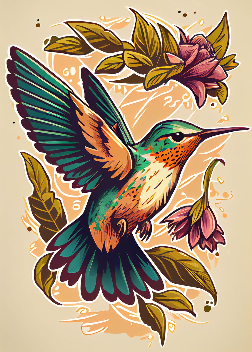 'Hummingbird Animal' Poster, picture, metal print, paint by DecoyDesign ...