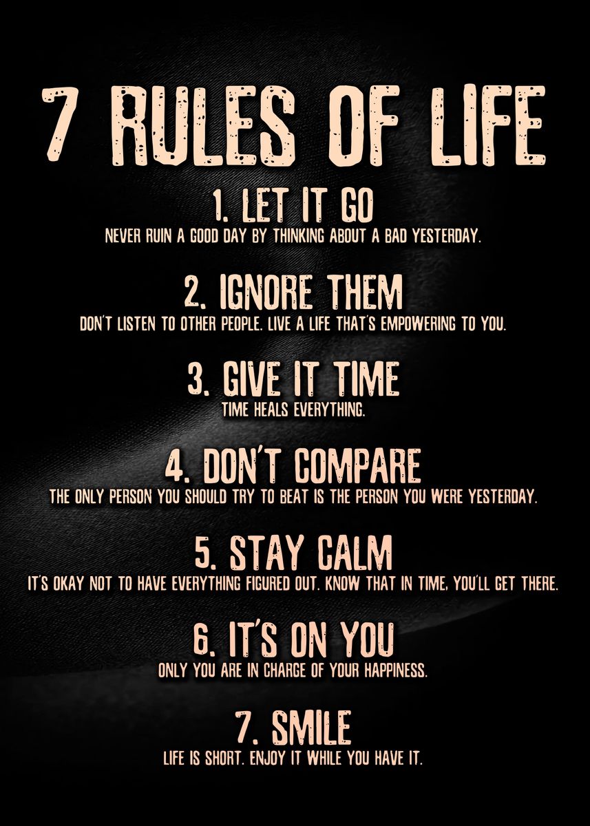 '7 Rules Of Life ' Poster, picture, metal print, paint by Nice Pictures ...