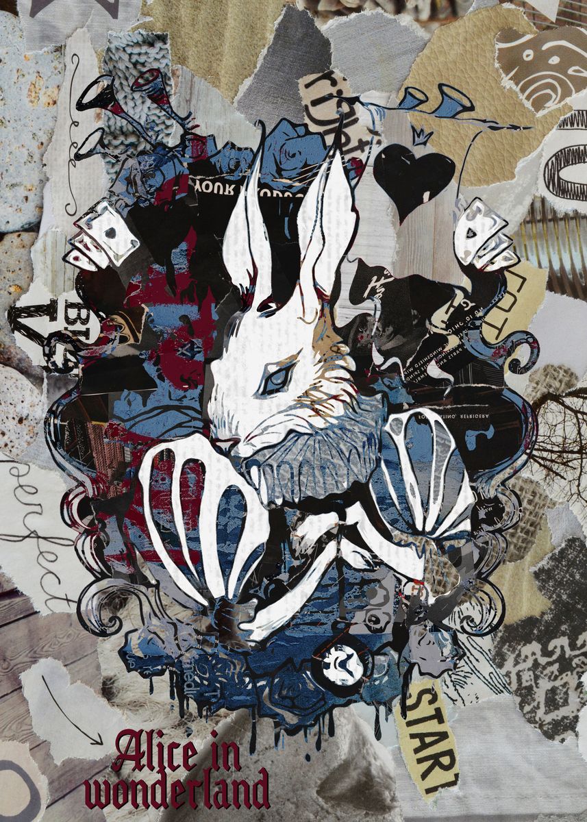 Alice Rabbit Graphiti 'alices rabbit' Poster, picture, metal print, paint by luigi diamanti ...
