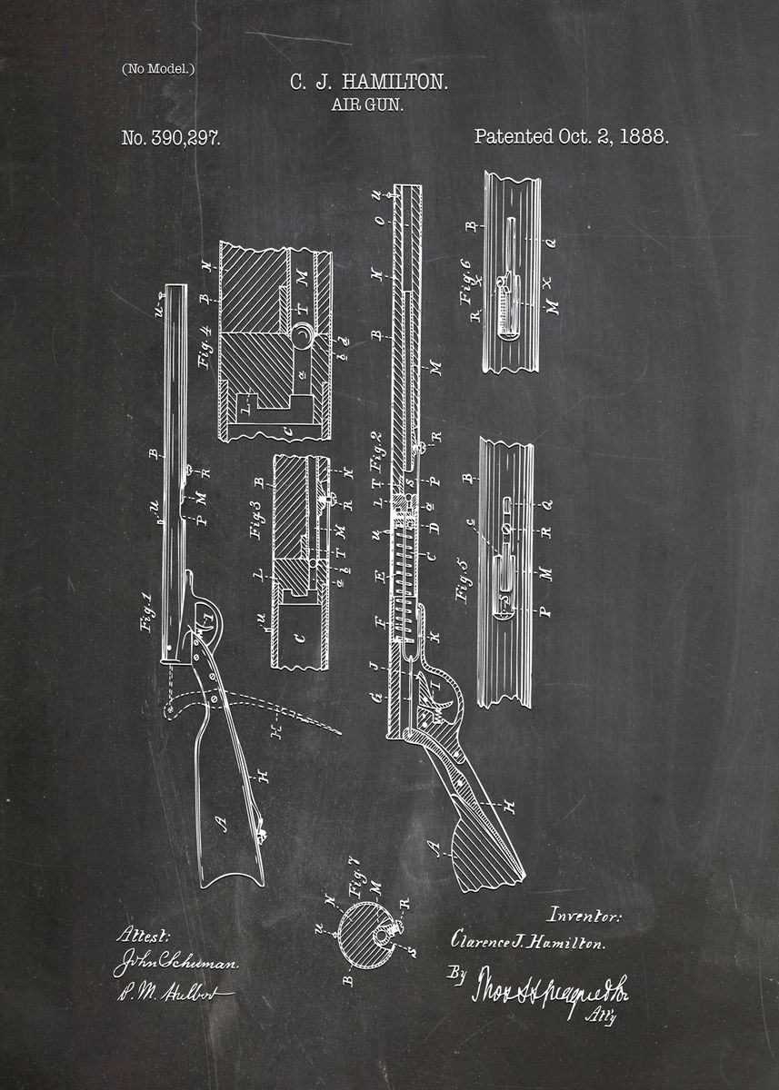 'air gun patent 1888' Poster by Designersen | Displate