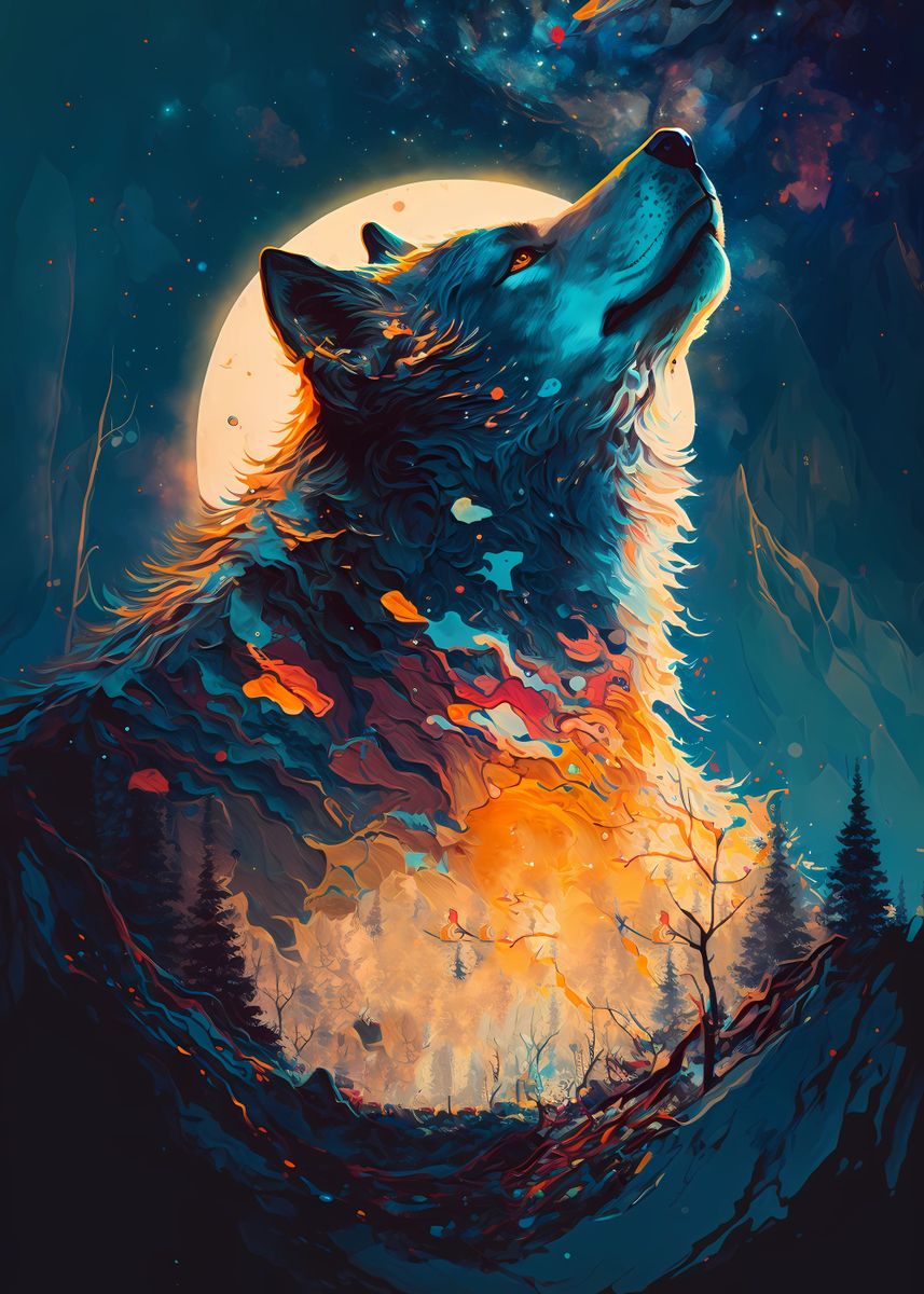 'Wolf Fanciful imagery' Poster, picture, metal print, paint by Amely ...