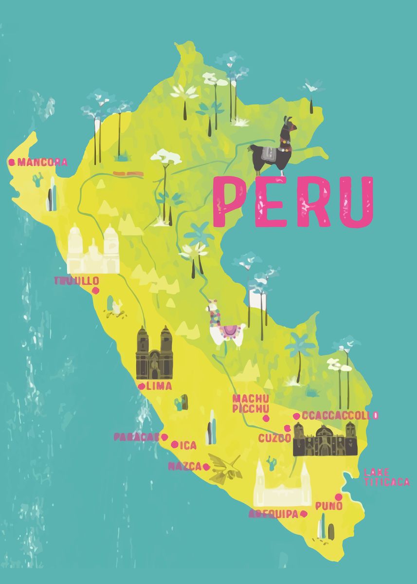 'Travel to peru' Poster, picture, metal print, paint by Leonardo ...