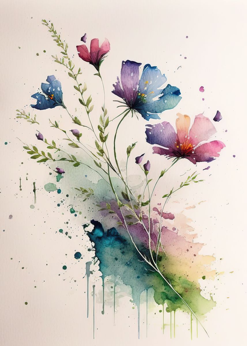 'watercolor flower ' Poster, picture, metal print, paint by Zaydan ...