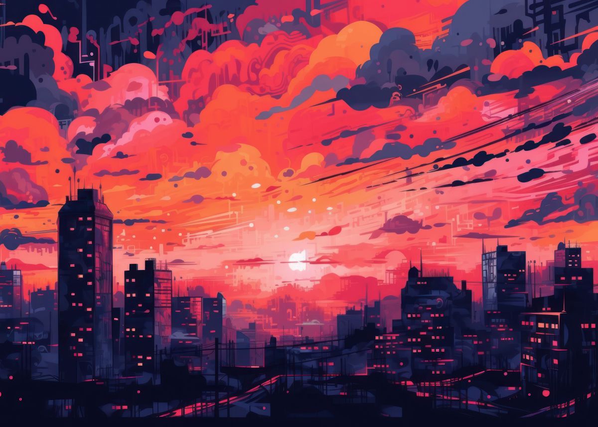 urban-sunset-poster-by-bnwdesigner-displate