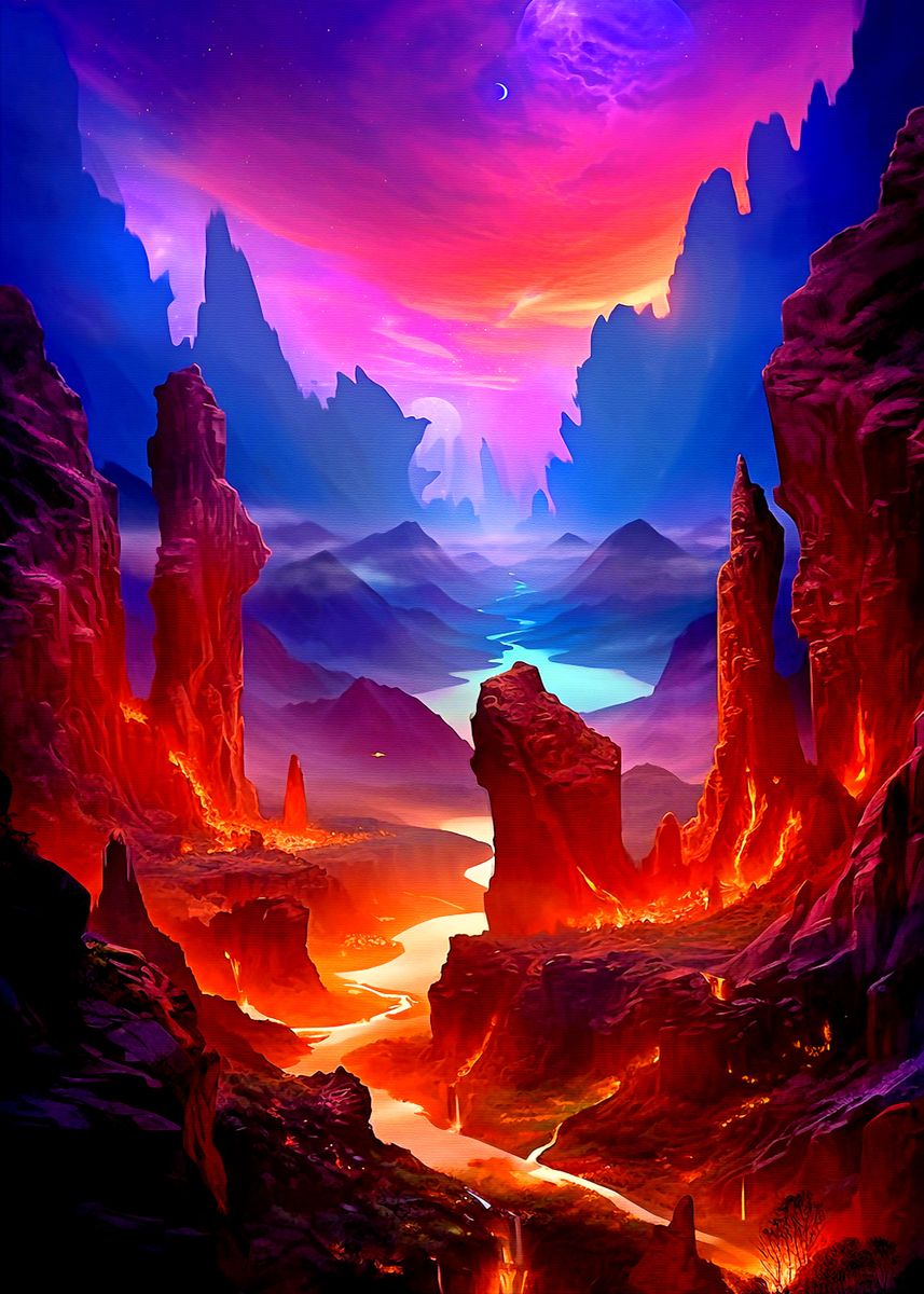 'Fantasy Landscape' Poster, picture, metal print, paint by Helen Hall ...