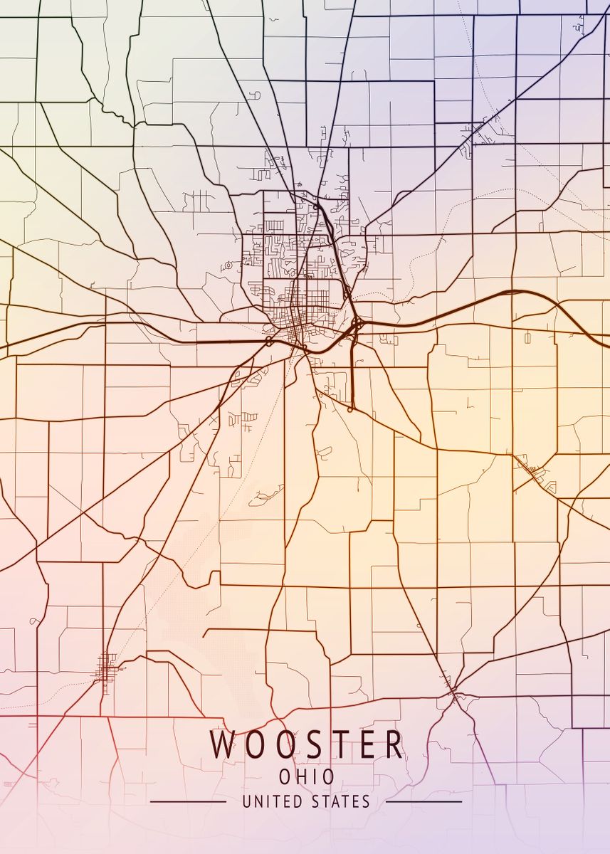 'Wooster USA City Map' Poster, picture, metal print, paint by Gigi Bgm