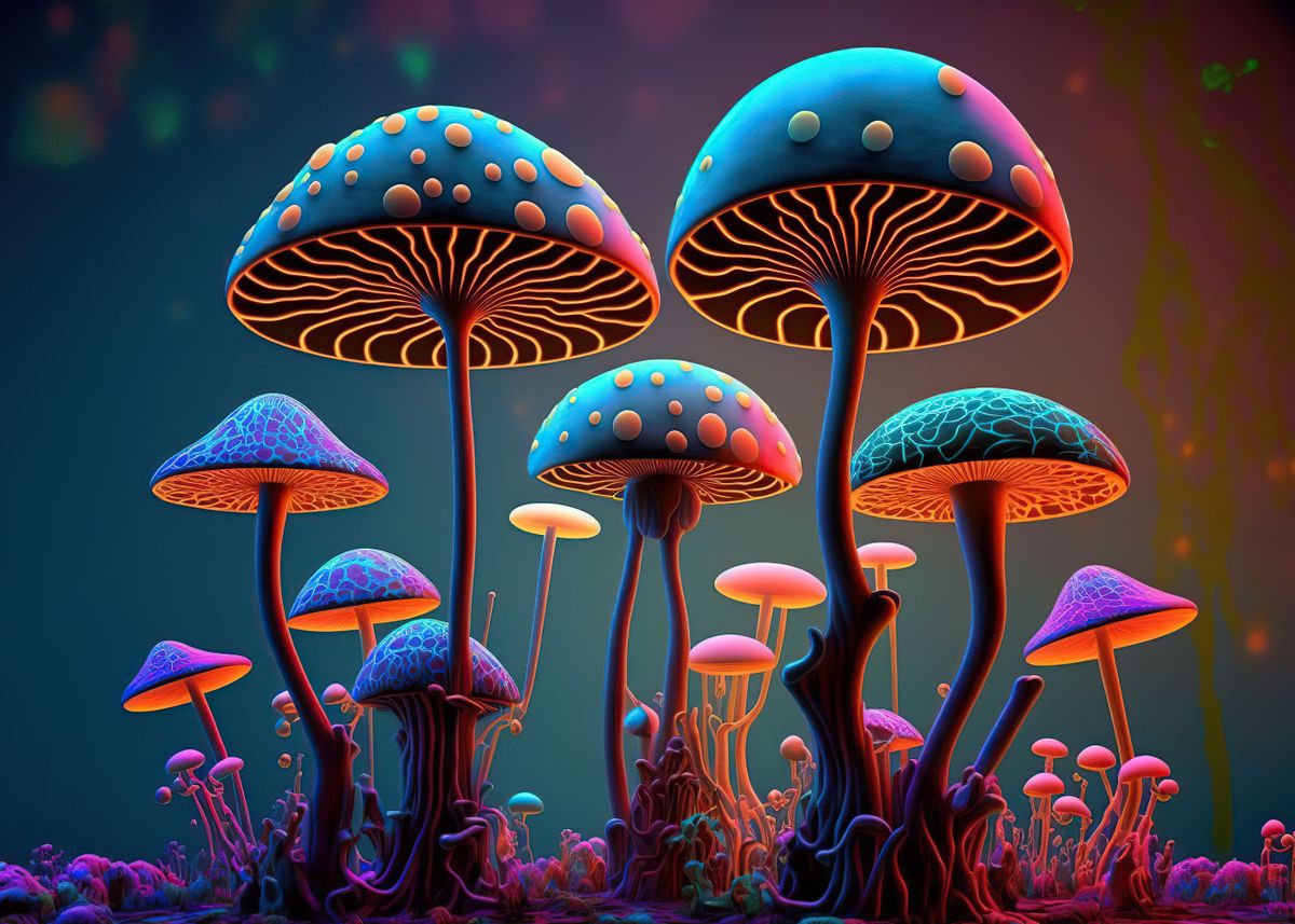 'Mushrooms colorful' Poster by Silhouette Anime Art Displate