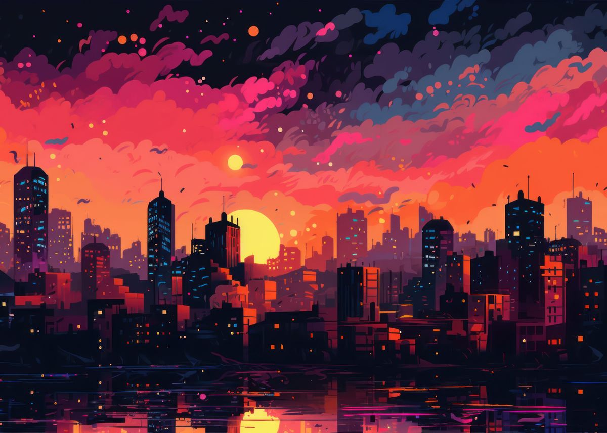 Urban Sunset Poster By Bnwdesigner Displate