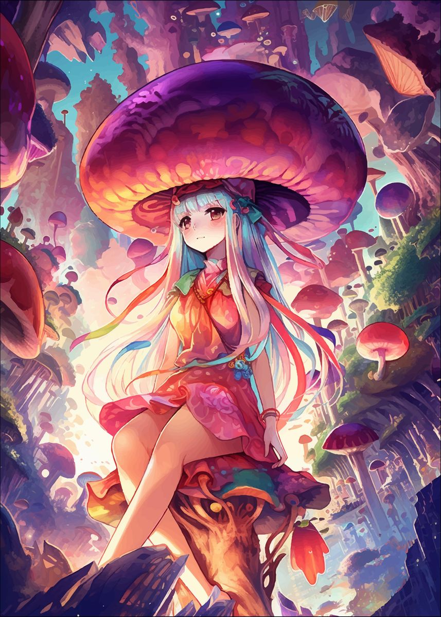 Anime Mushroom Girl Poster By PxL Displate