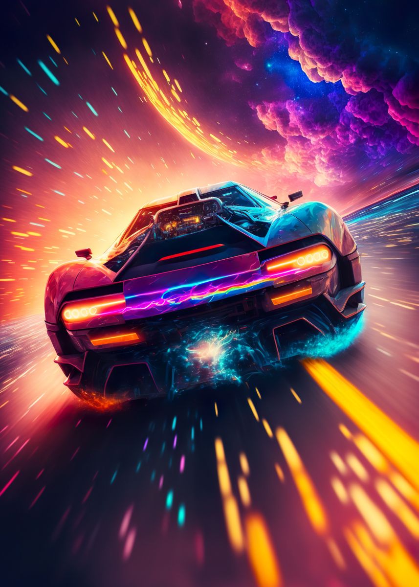 'Space Race Car' Poster, picture, metal print, paint by AyrioArt | Displate