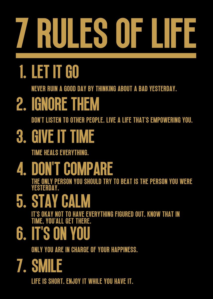 '7 Rules of Life' Poster by Yess | Displate