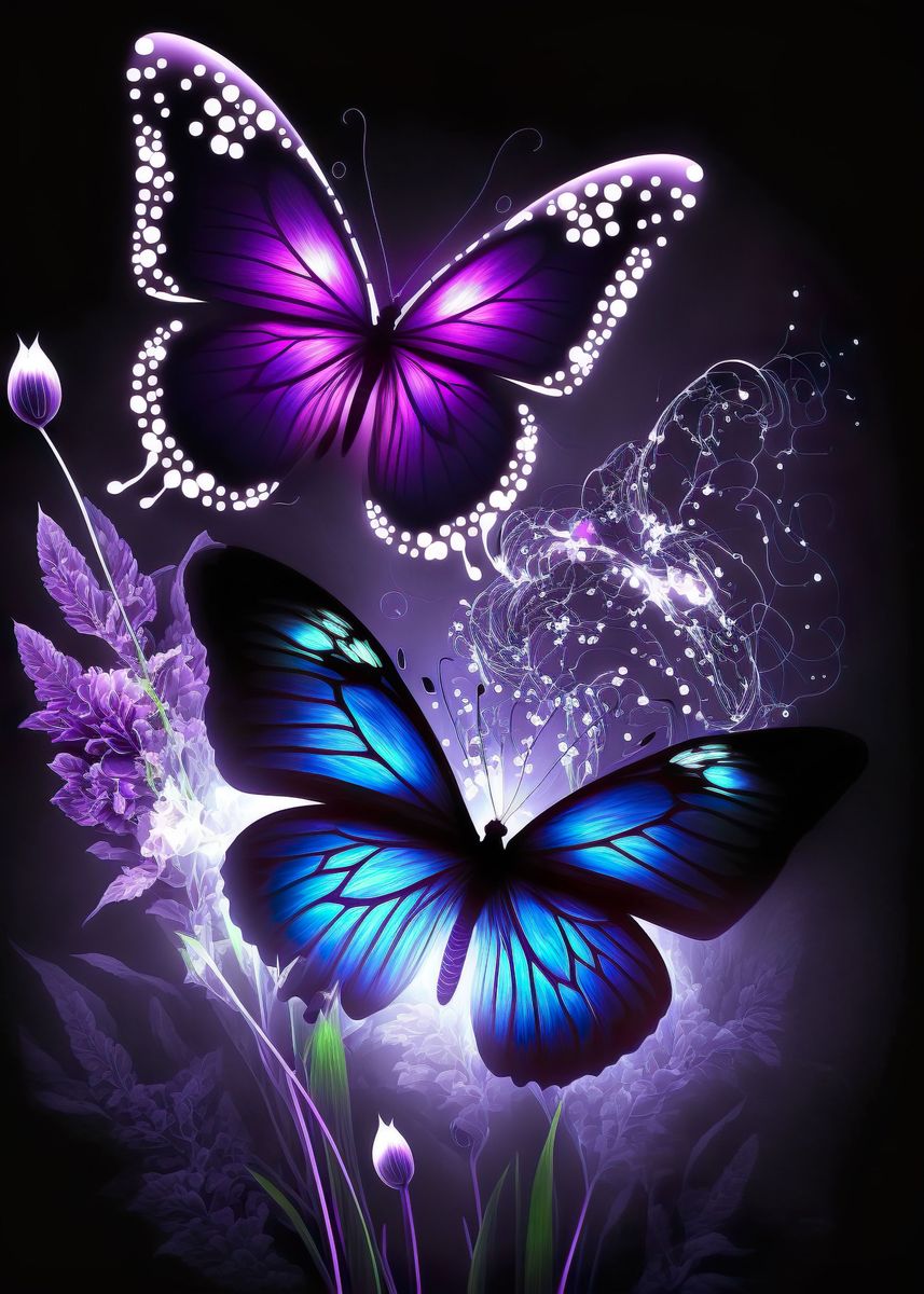 'Butterflies In Bloom' Poster, picture, metal print, paint by Ilyrin ...
