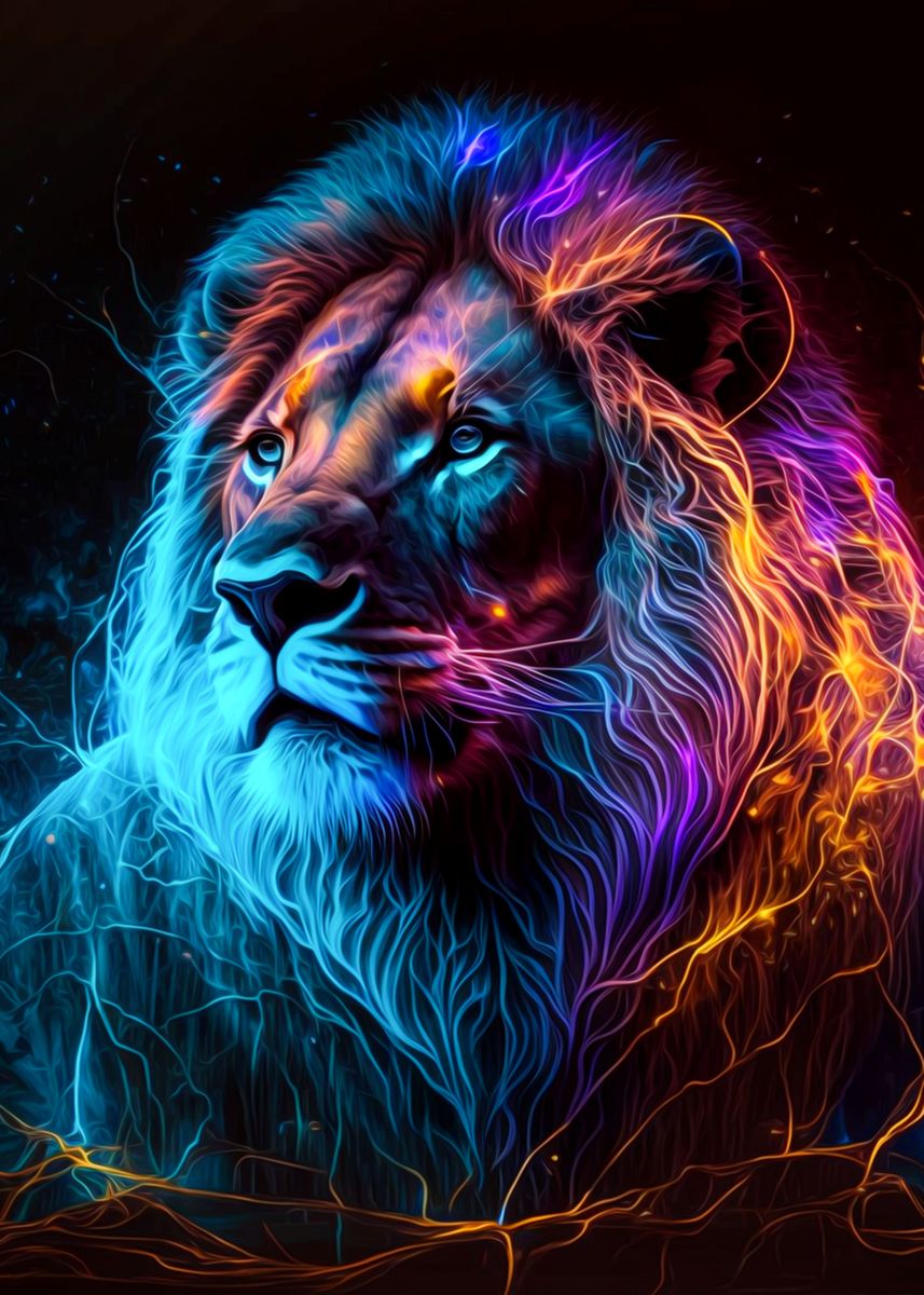 'Lion' Poster, picture, metal print, paint by Tiker Arts | Displate