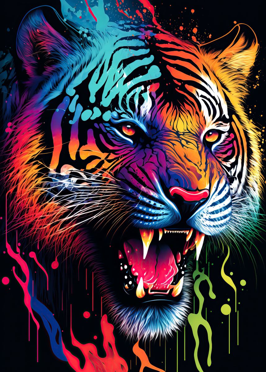 'Tiger colorful animal' Poster, picture, metal print, paint by Ana ...