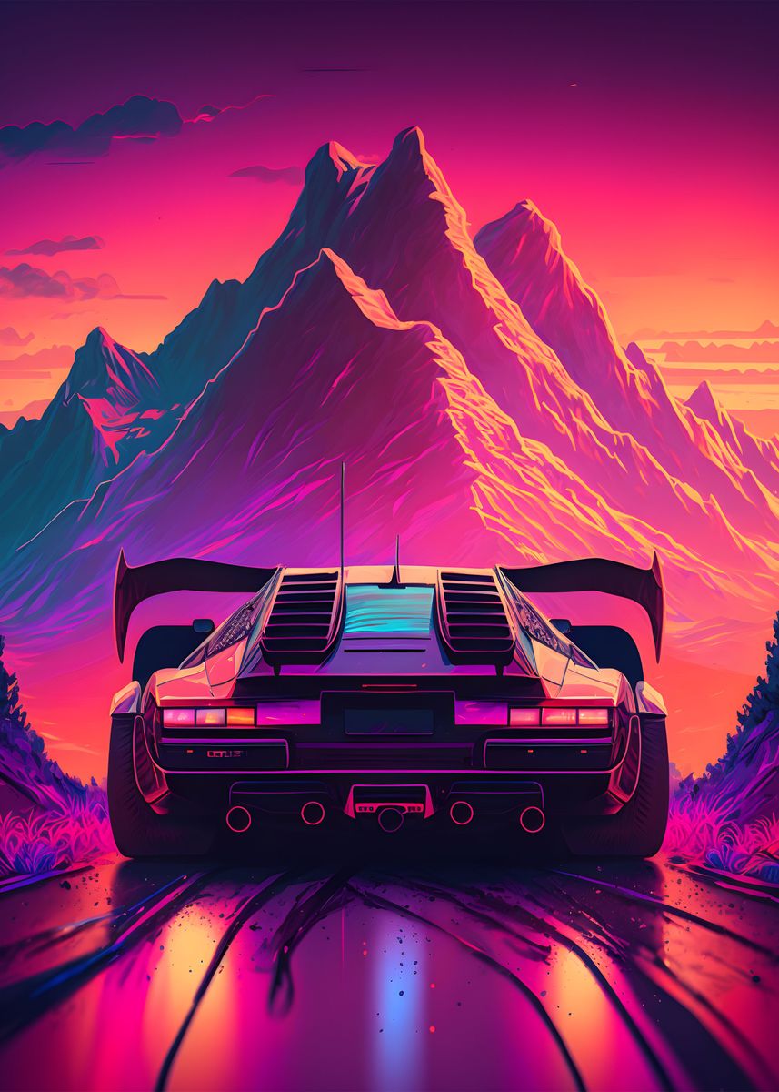 'Sports Car Synthwave' Poster by Myla Waters | Displate