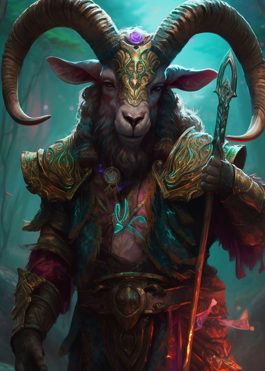 'Mystical Ram warrior' Poster, picture, metal print, paint by ...