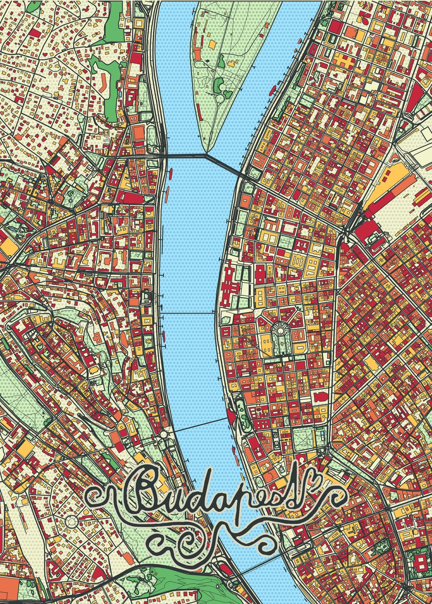 'Budapest City Street Map' Poster by Ermine | Displate