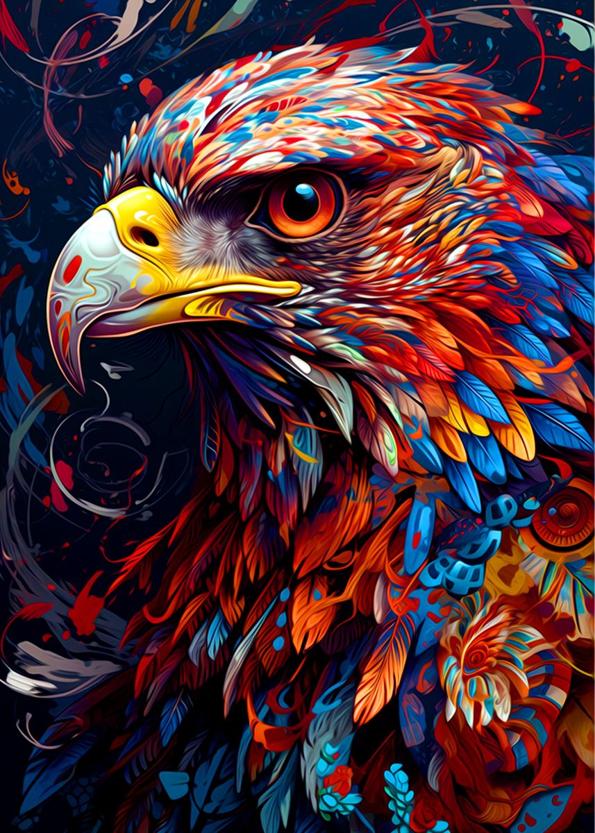 'Colorful Eagle' Poster, picture, metal print, paint by Ties Rosi ...