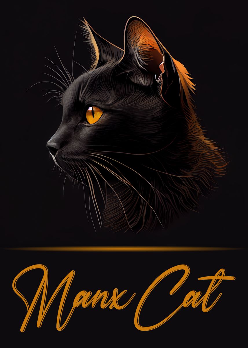'Elegant Manx Cat' Poster, picture, metal print, paint by Artistic ...