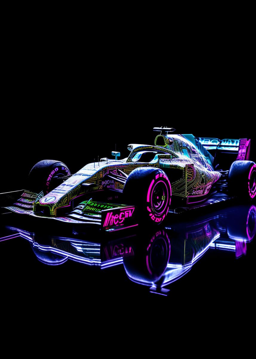 ‘Neon Formula 1 car’ Poster by MaluBobo | Displate