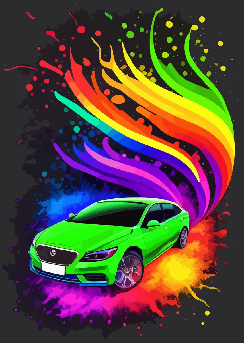 'Rainbow Car Classic' Poster by Arthur Yosh Displate