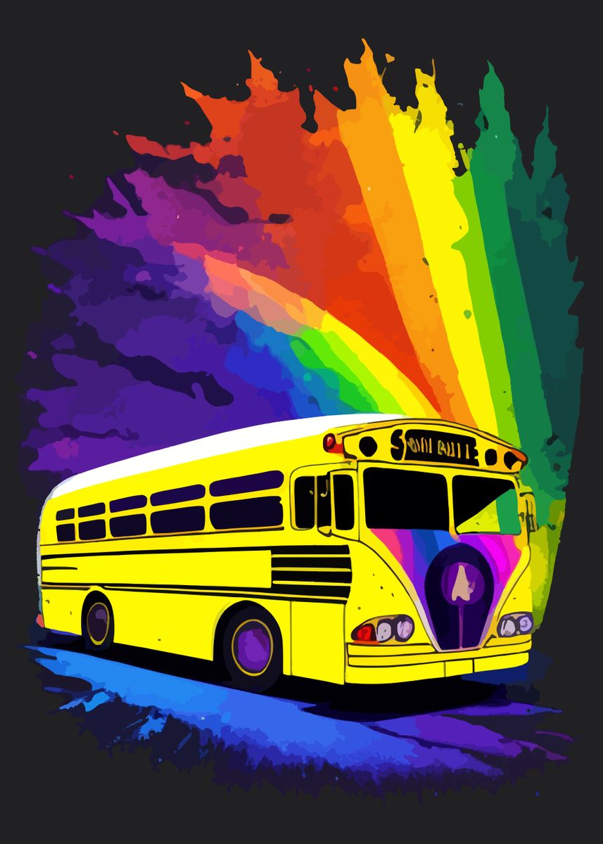 'Rainbow School Bus' Poster by Arthur Yosh Displate