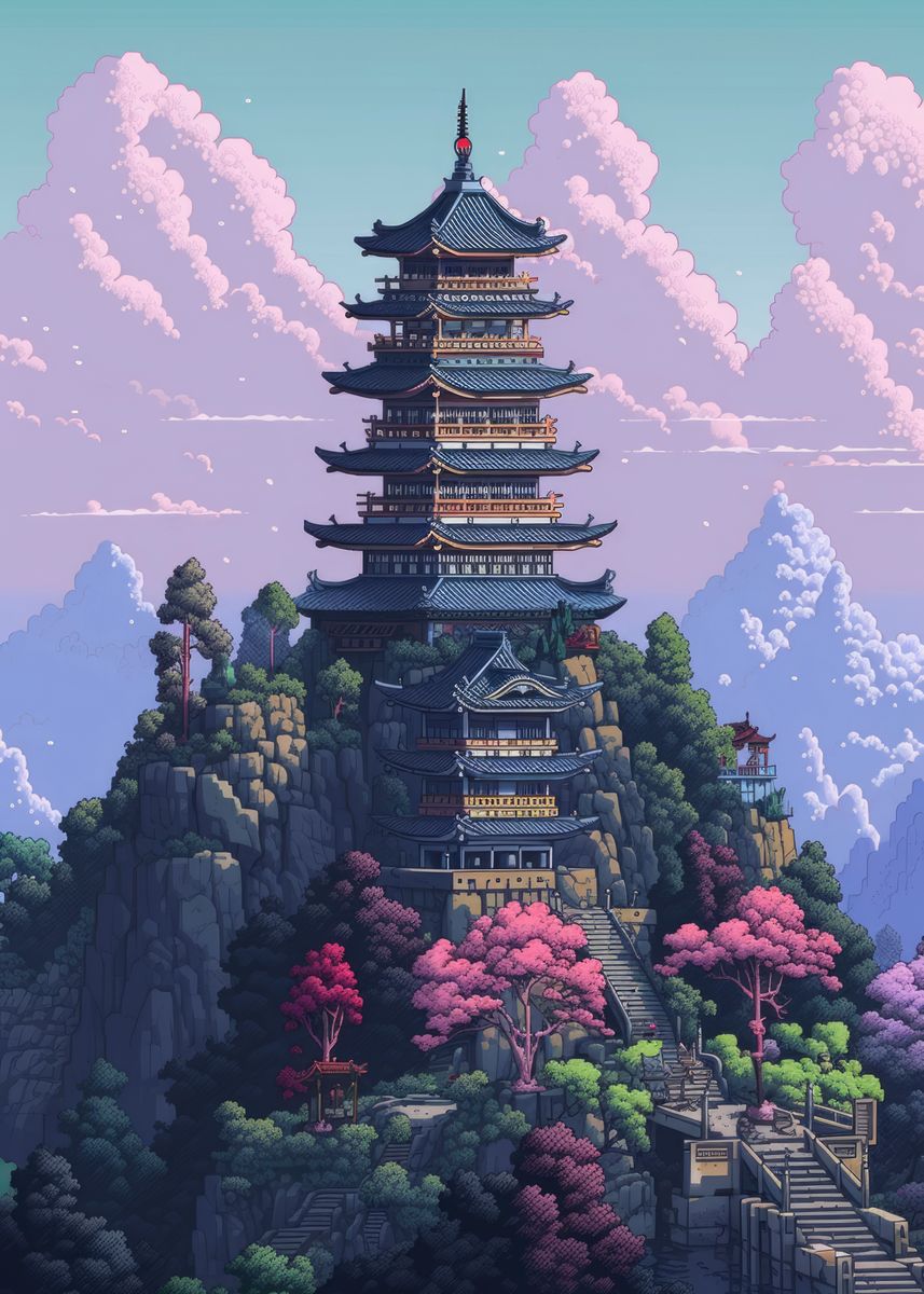 'Japan Pixel Art 10' Poster by KyzArt | Displate