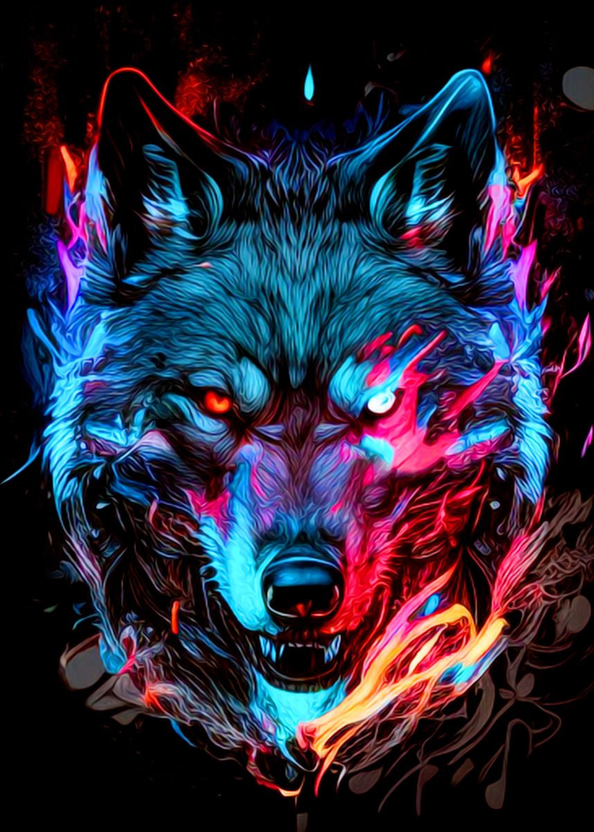 'Wolf' Poster, picture, metal print, paint by Hustle 92 | Displate
