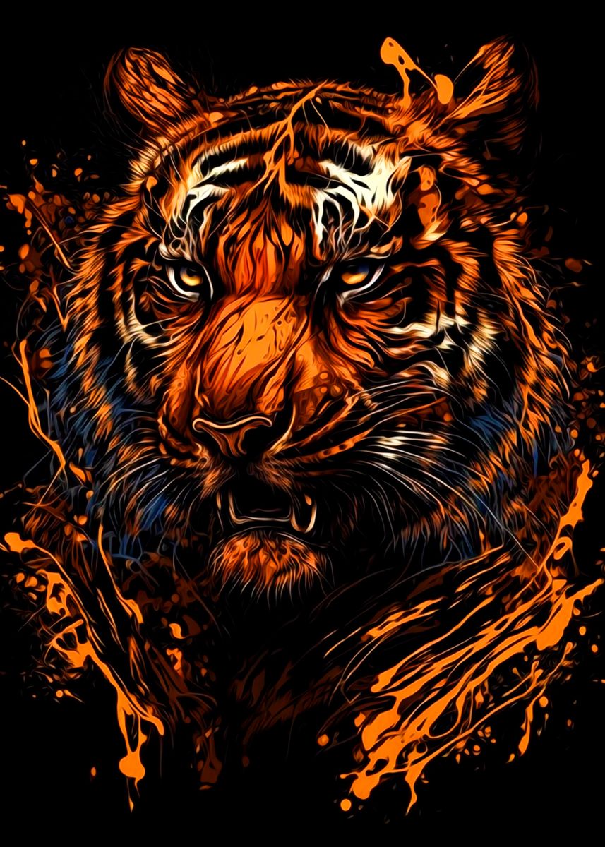 'Tiger' Poster, picture, metal print, paint by Tiker Arts | Displate