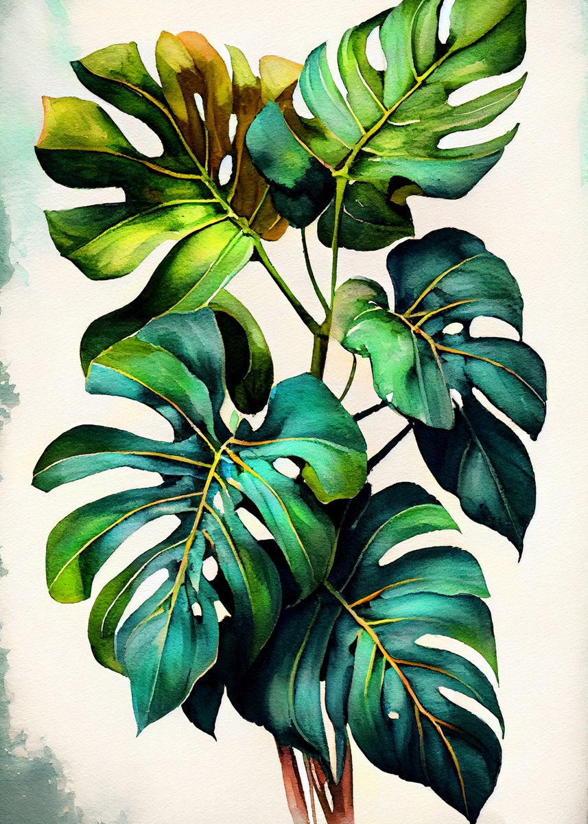 'Philodendron plant art' Poster, picture, metal print, paint by JBJart