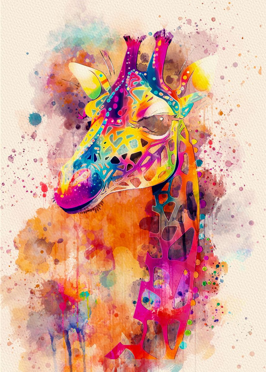 'Giraffe colorful' Poster by kun bin | Displate