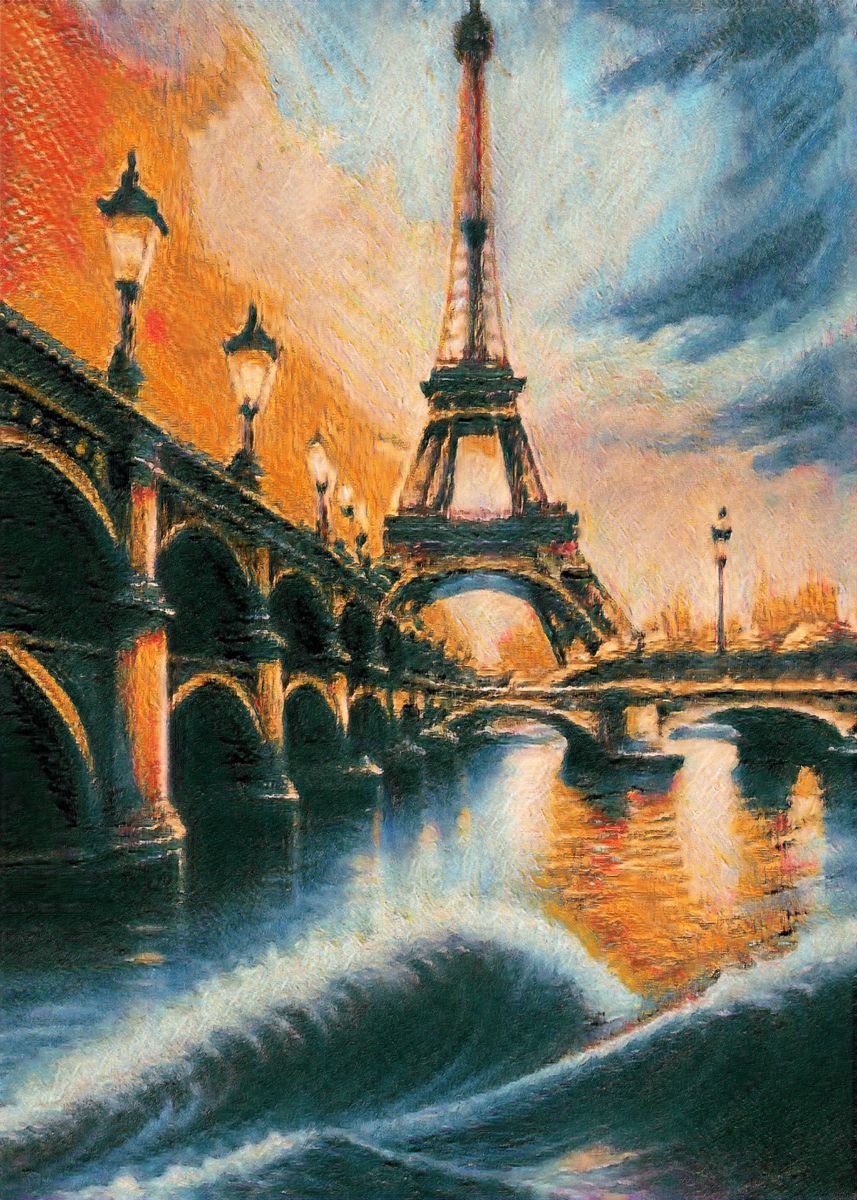 'Paris City oil painting' Poster, picture, metal print, paint by ...