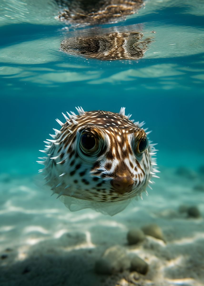 'Cute Puffer Fish' Poster, picture, metal print, paint by David