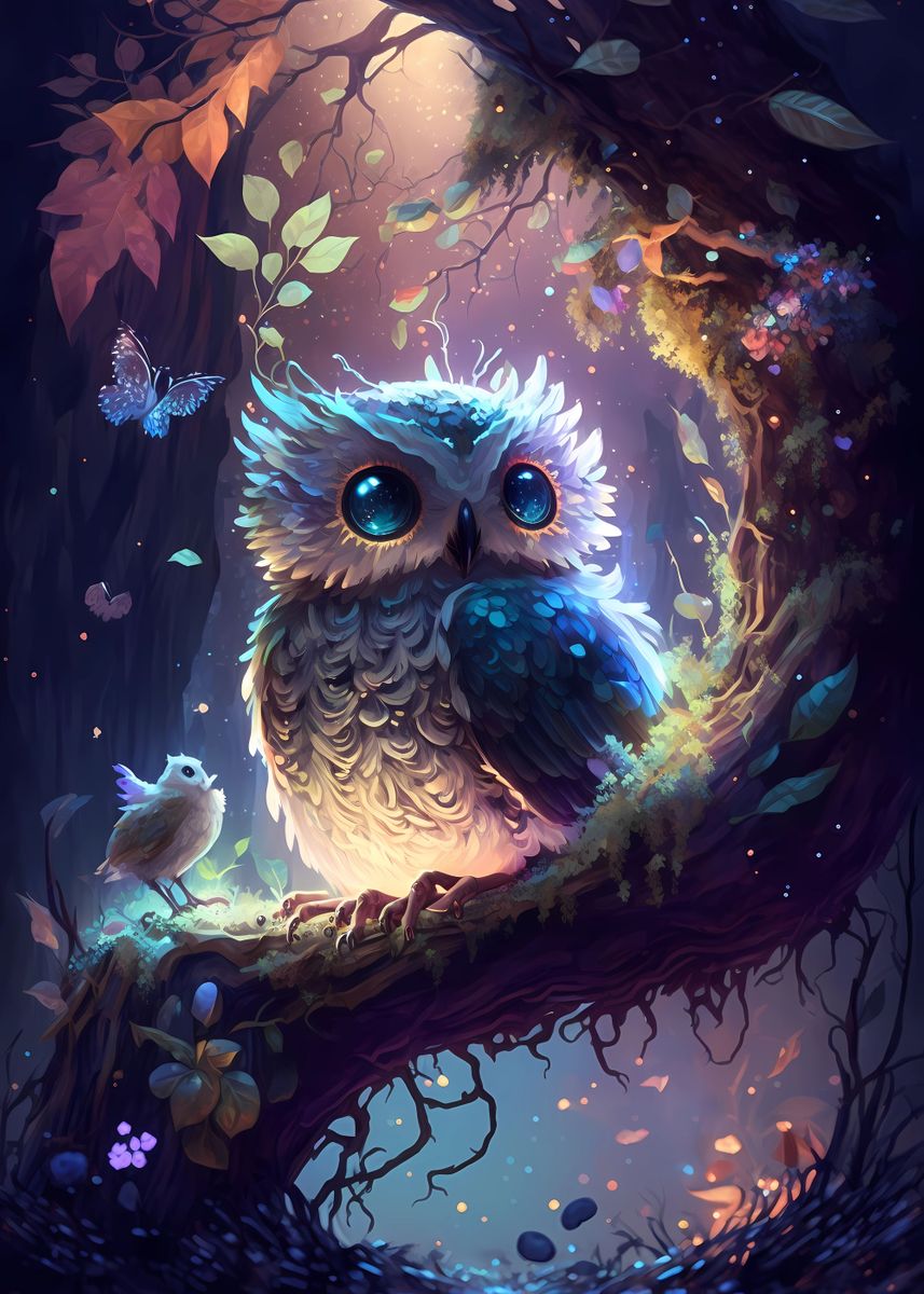 'owl Quaint' Poster, Picture, Metal Print, Paint By Amely Home 