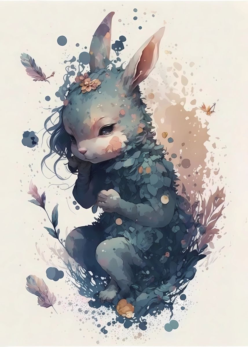 'Rabbit Imagination' Poster, picture, metal print, paint by Marlo ...