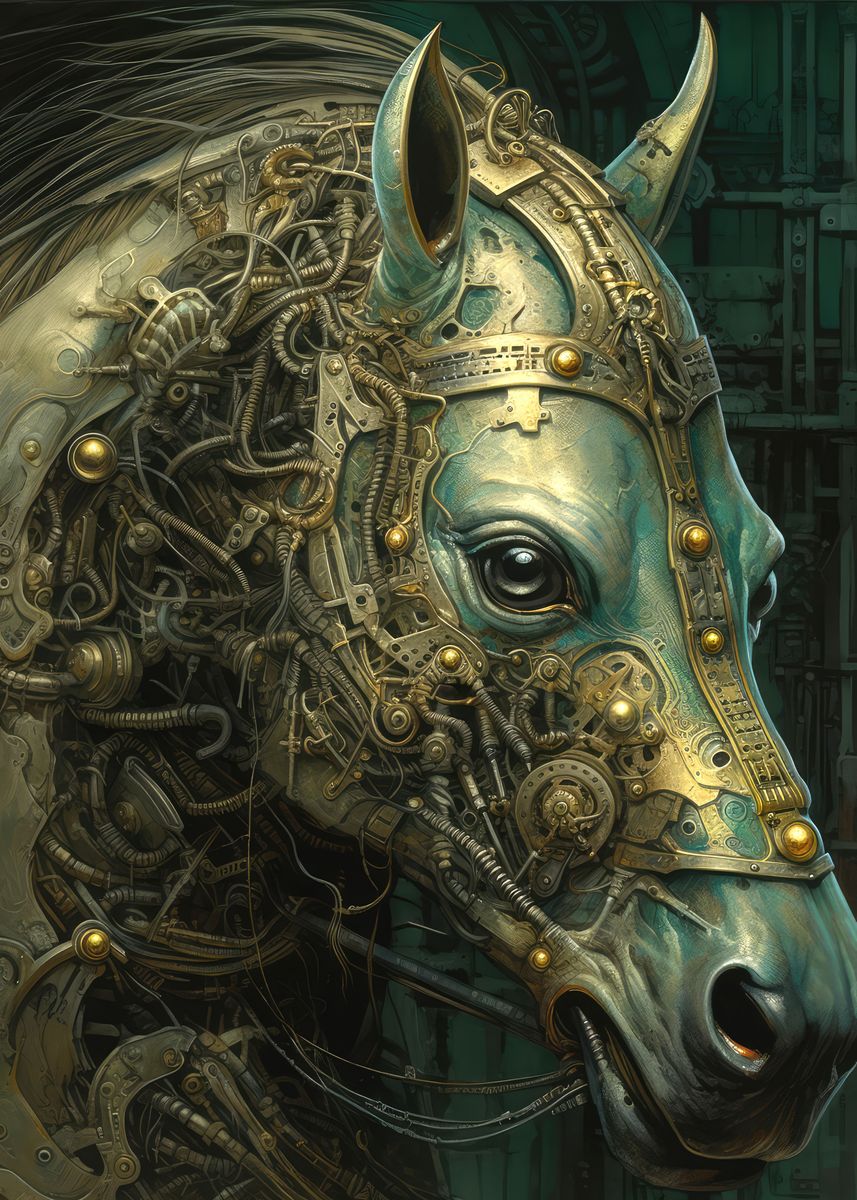 'Bio Mechanical Horse' Poster, picture, metal print, paint by Digital Punishment Displate