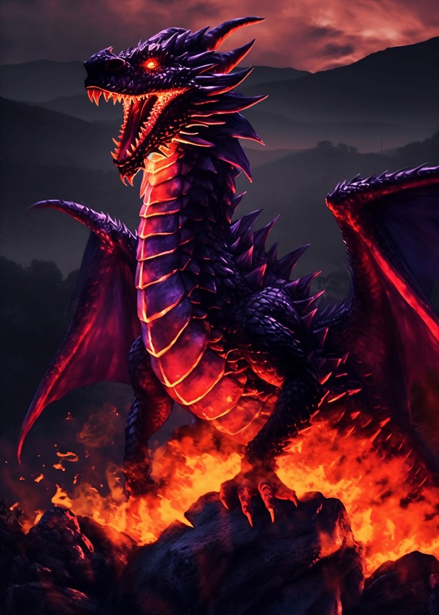 'Fire Dragon Lord ' Poster, picture, metal print, paint by Pixaverse ...