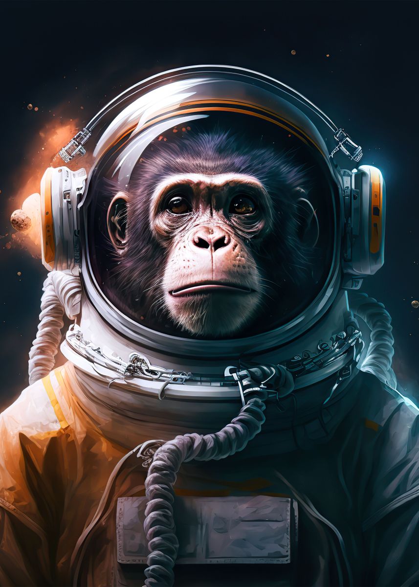 'Chimp astronaut' Poster, picture, metal print, paint by Yannis Denton ...