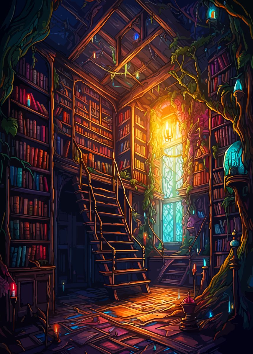 'Library of Enchantment' Poster, picture, metal print, paint by Nasmed ...