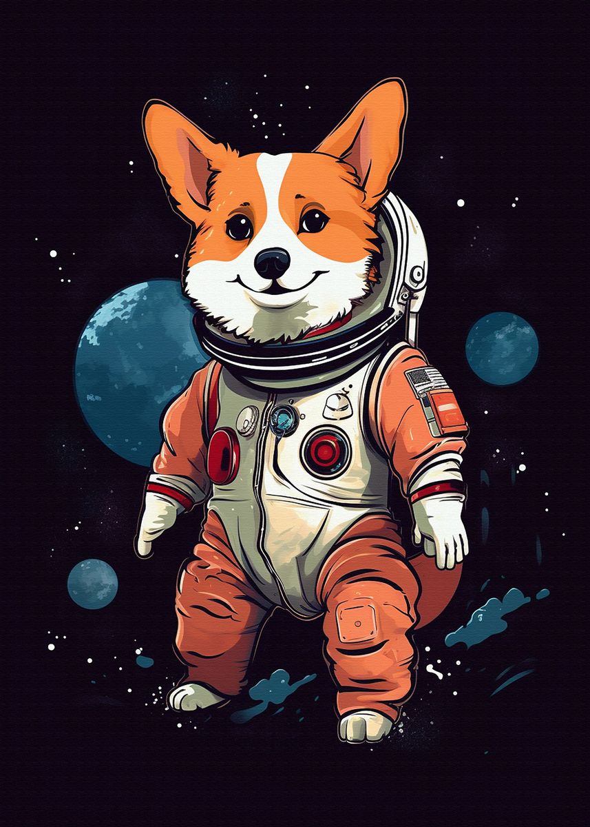 Cute Corgi Gaming' Poster, picture, metal print, paint by Michael I. Organ